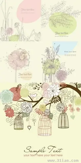 nature background templates colored classical botany sketch