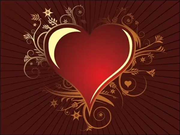 red heart vector illustration on rays background