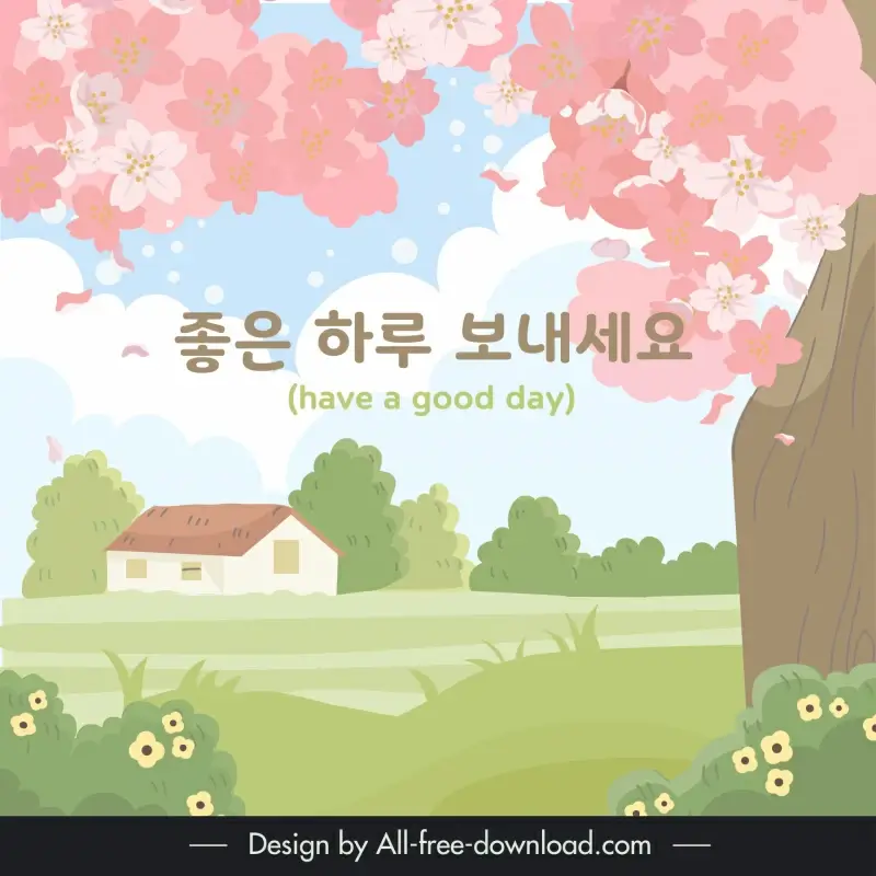 lovely korean style background template elegant countryside scene 