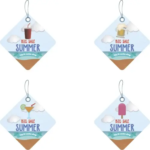 lozenge summer sale tags vector set