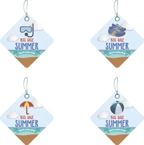 lozenge summer sale tags vector set