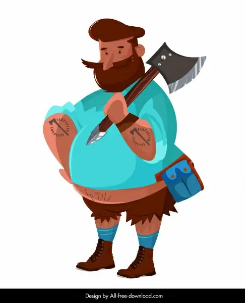 lumberjack icon colored cartoon character