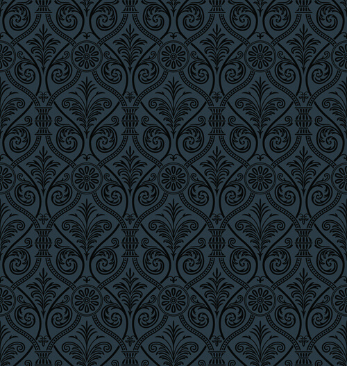 luxurious black damask patterns vector