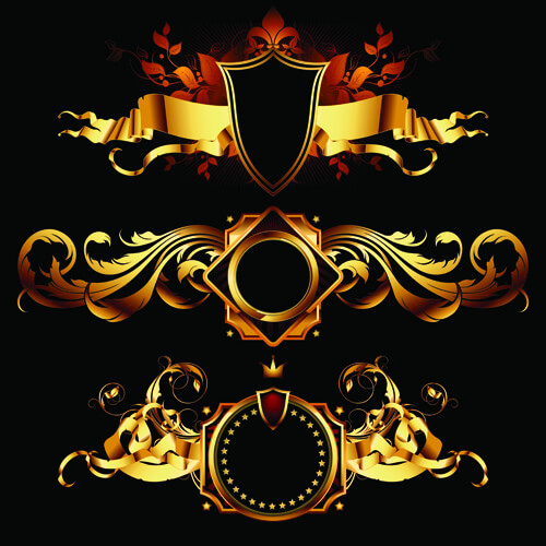 luxurious gold design elements vector labels