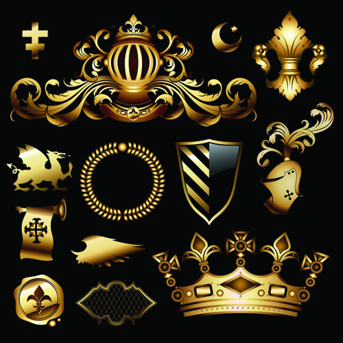 luxurious golden heraldic with ornaments vector