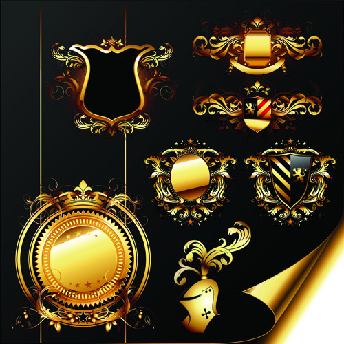 luxurious golden heraldic with ornaments vector