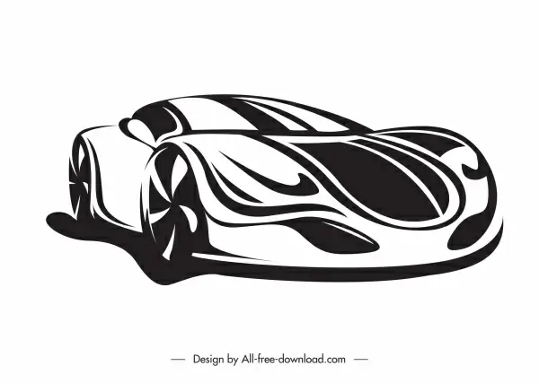 luxury car mode icon black white silhouette sketch