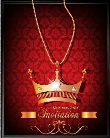 luxury crown invitation card vector