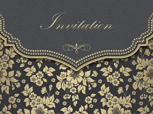luxury flower invitation cards retro vector