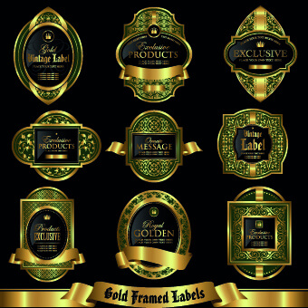 luxury gold labels vector graphics set