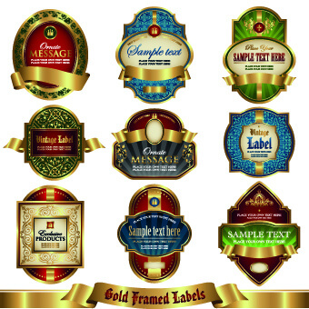 luxury gold labels vector graphics set