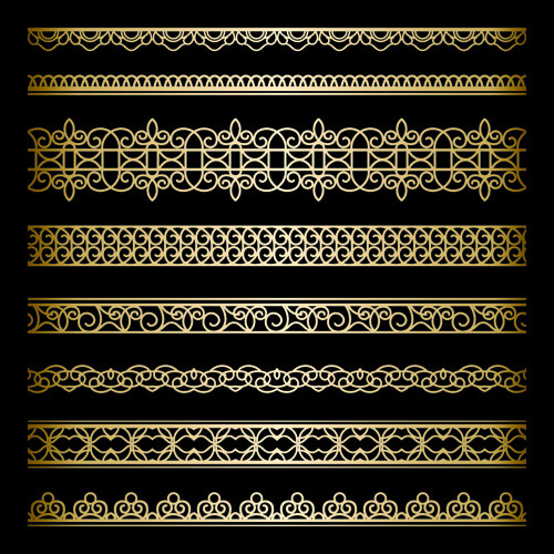 luxury golden lace borders vector set
