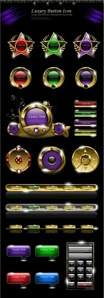 buttons icons collection shiny luxury modern shapes