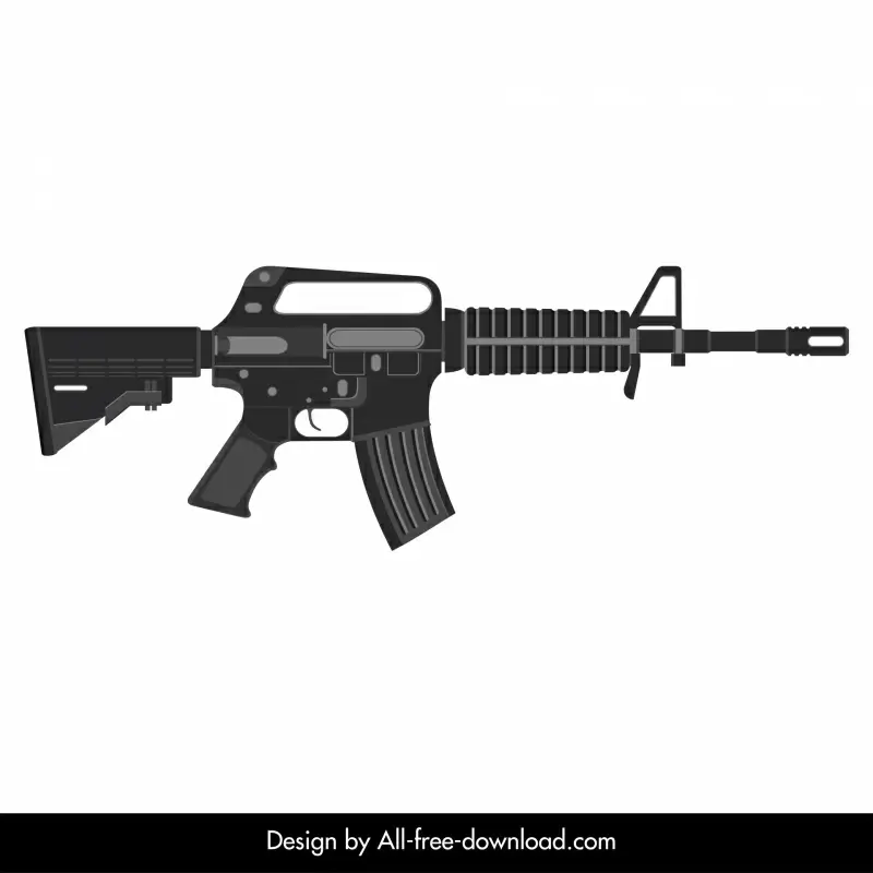 m16 rifle icon modern flat black sketch
