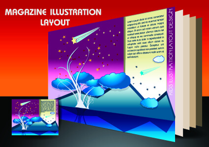 magazine pages and cover layout design vector