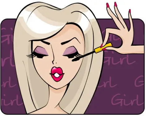 make up girl cartoon illustration free vector