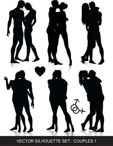 love couples icons romantic gestures black silhouettes design