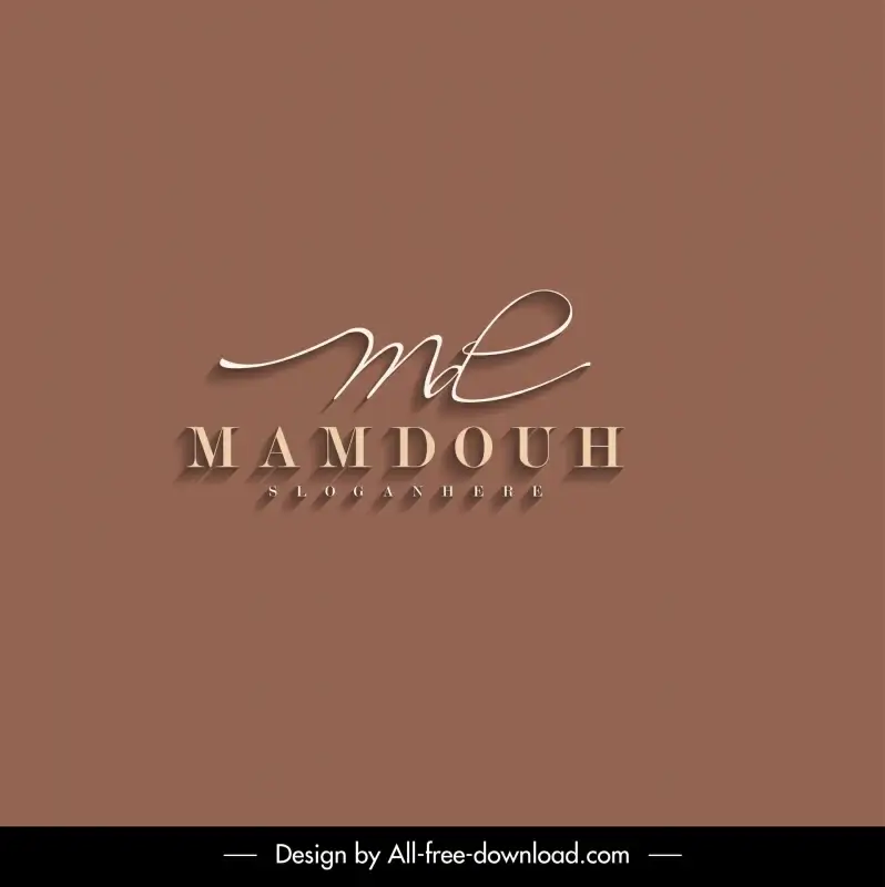 mamdouh company logotype elegant flat handdrawn texts outline