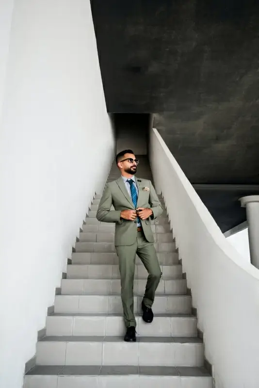 man fashion picture elegant staircase scene 