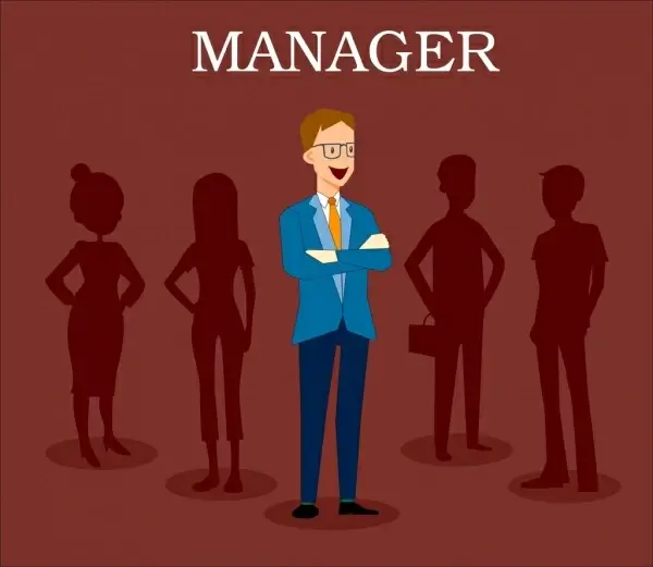 manager career background human icons silhouette cartoon design