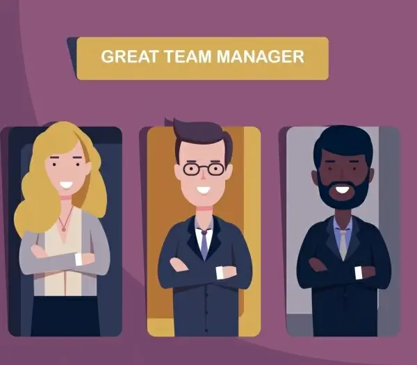 manager team background staffs icons cartoon characters