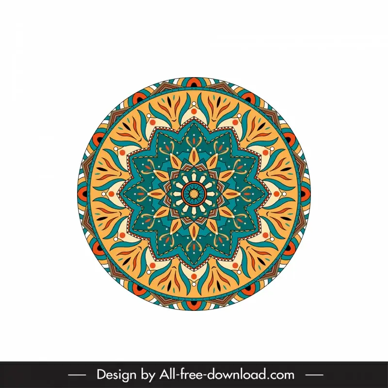 mandala buddhism icon colorful symmetric illusion round shape design 