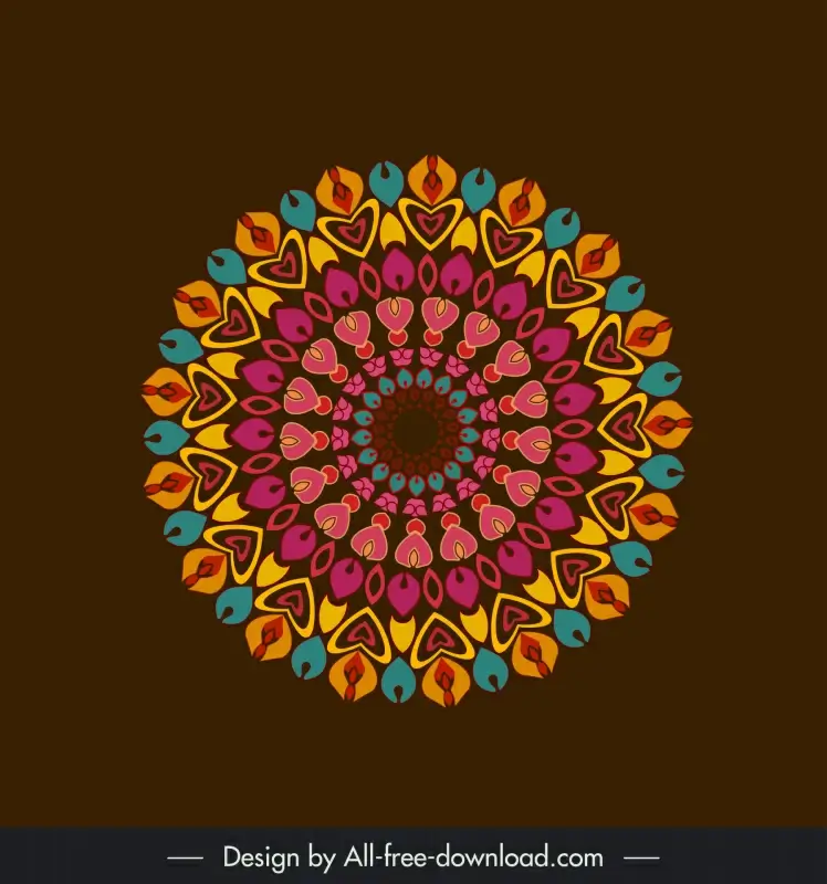 mandala flower icon symmetric delusive repeating circle shape decoration