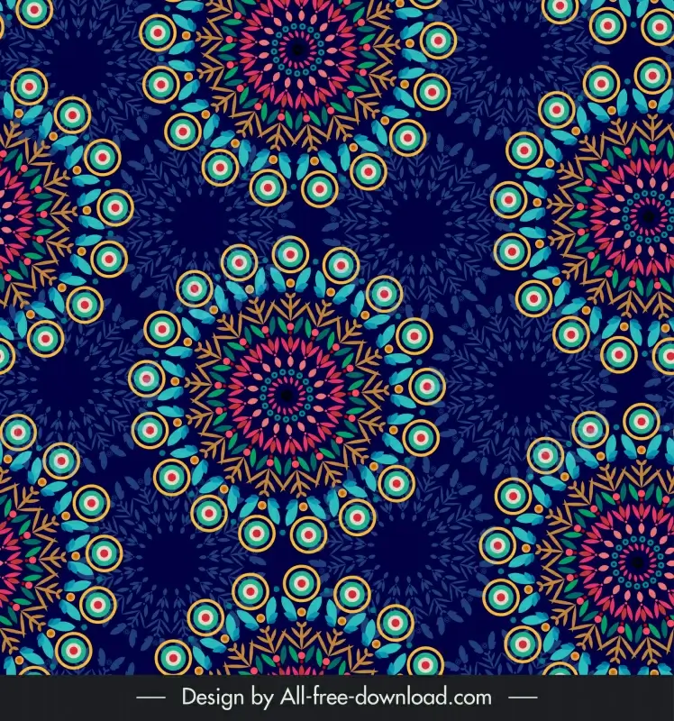 mandala ornamental pattern template repeating symmetric floral decor
