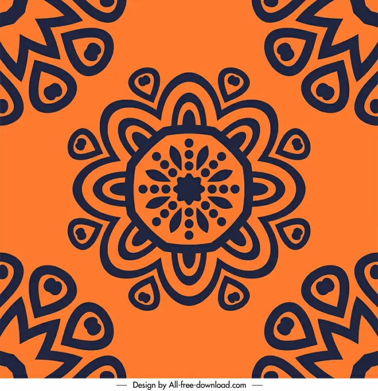 mandala pattern template flat vintage symmetric repeating handdrawn design