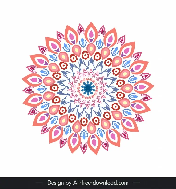  mandala sign icon colorful symmetrical delusive design