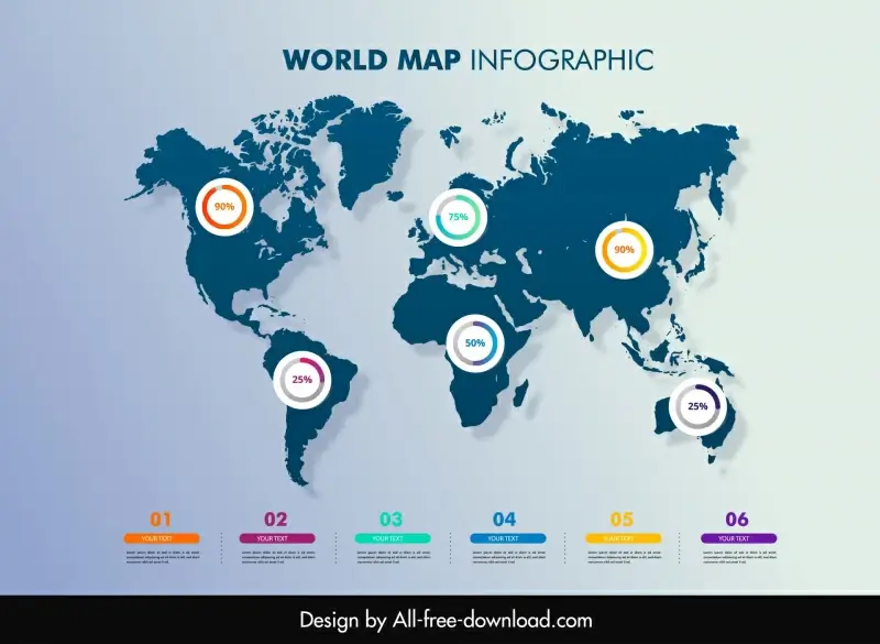 map infographic template silhouette world map
