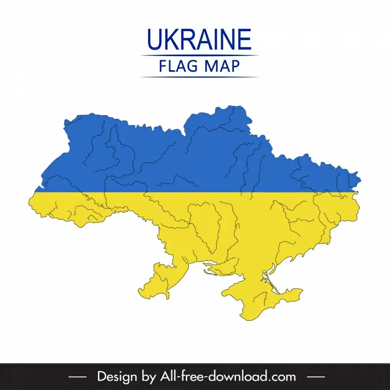 map ukraine banner template flat flag element sketch