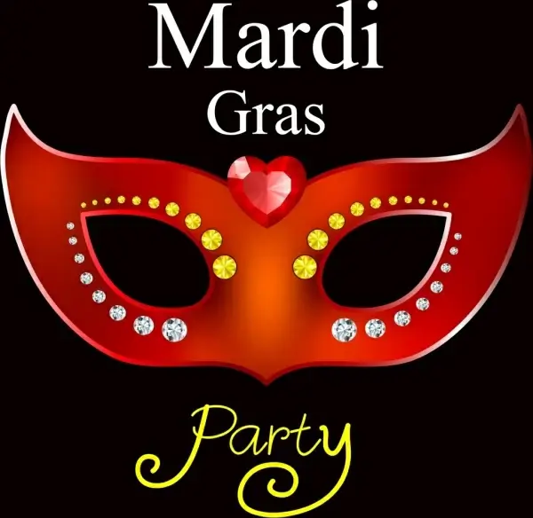 mardi gras party banner gemstone mask icon decor