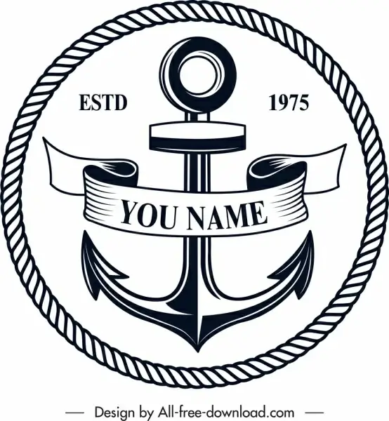 marine logotype anchor icon classical design