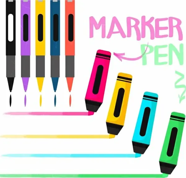 marker pens advertising colorful icons decoration
