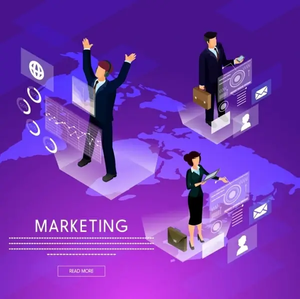 marketing banner modern 3d webpage design violet ornament