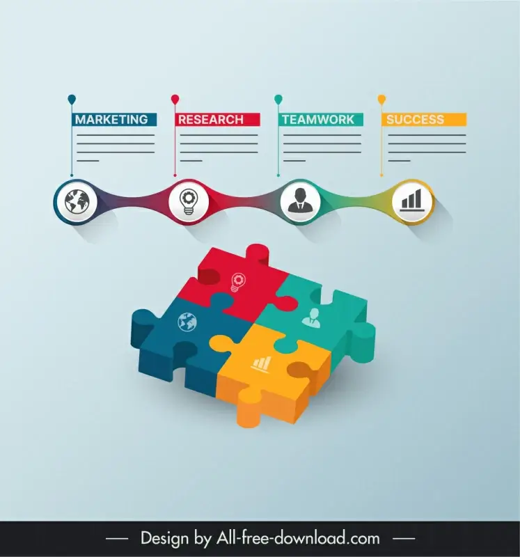 marketing infographic template modern 3d puzzle joints