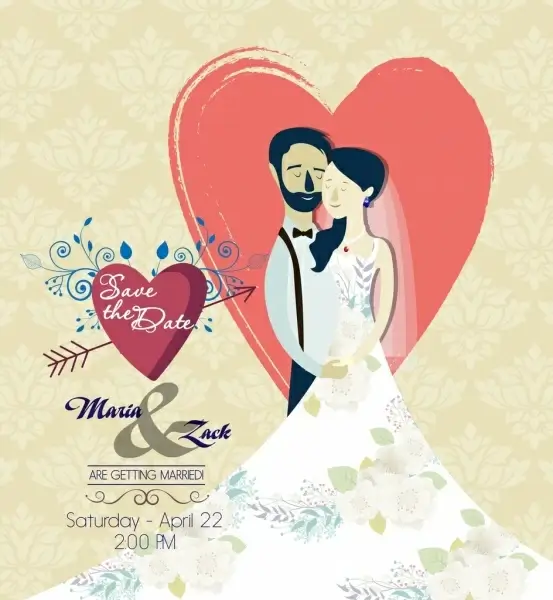 marriage banner couple icon heart flowers decoration