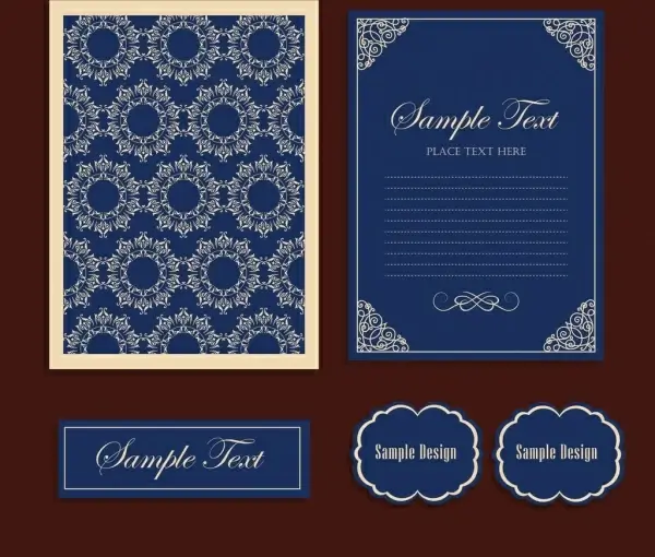 marriage template blue design classical flowers ornament