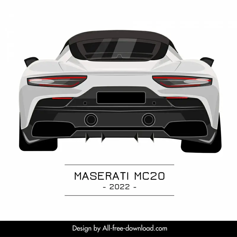 maserati mc20 2022 car model advertising template modern back view design