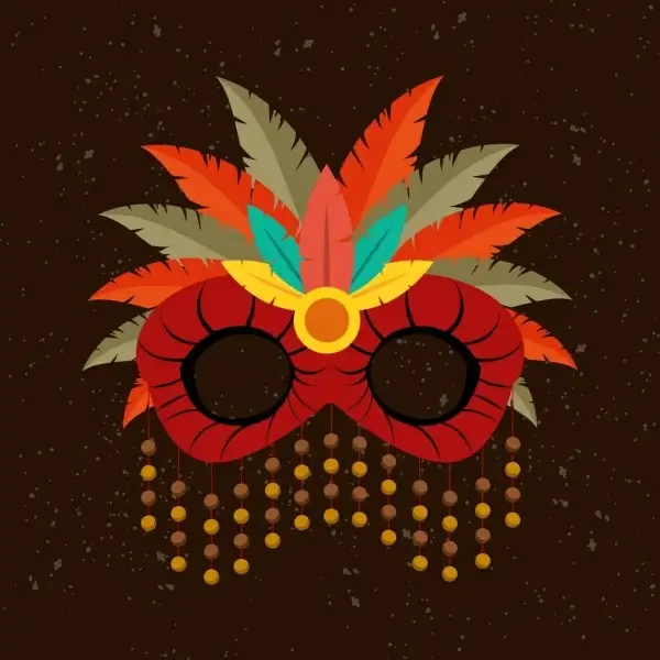 masquerade mask icon colorful feathers decoration