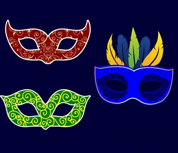 masquerade mask icons isolation classical dark design