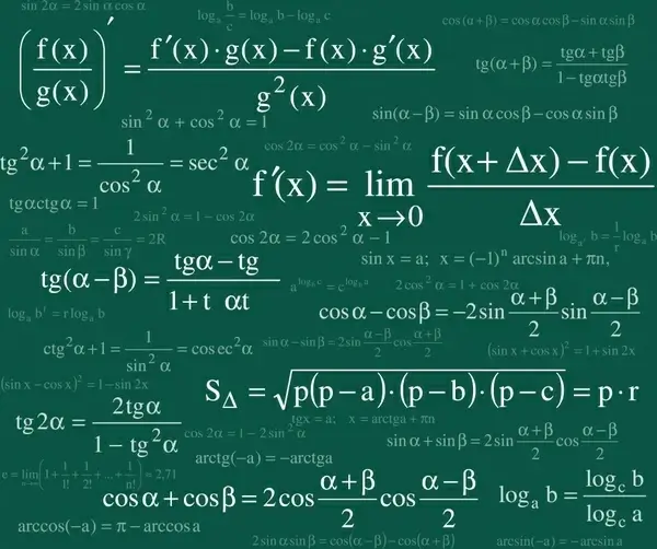 mathematics formulas background white texts green chalkboard decor