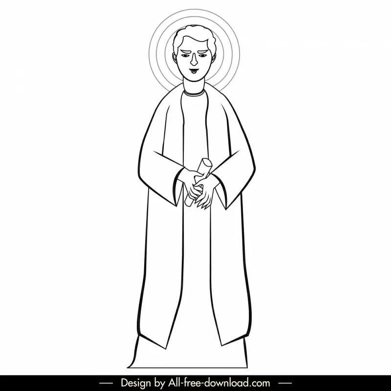 matthew christian apostle icon black white cartoon character outline