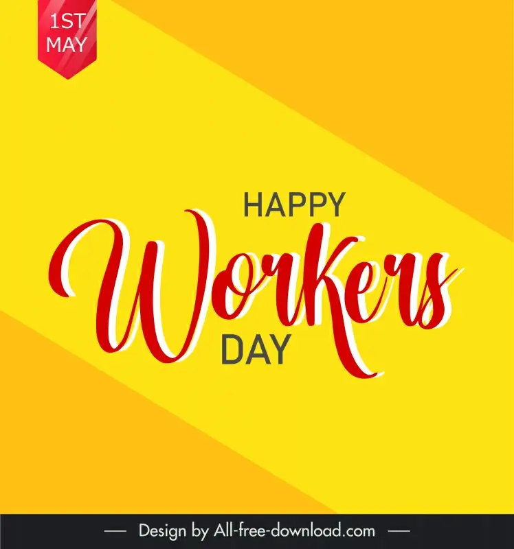 may day international workers day banner flat bright calligraphic texts decor