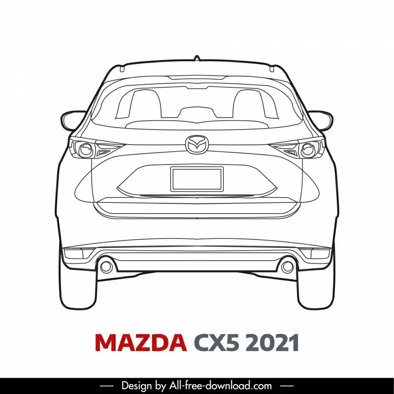 mazda cx5 2021 car model icon flat symmetric black white back view outline  