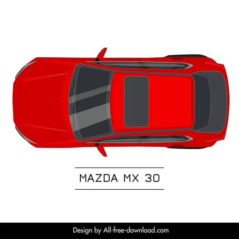 mazda mx 30 car model icon flat symmetric top view design 
