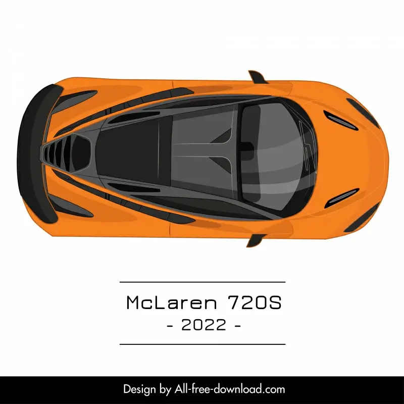 mclaren 720s 2022 car model advertising template modern flat top view sketch