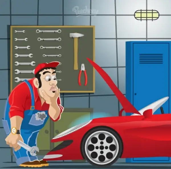 mechanic workshop illustration