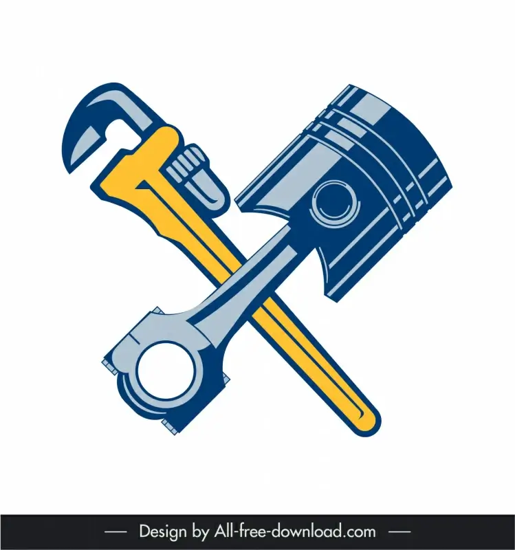 mechanical tools icons flat sketch 